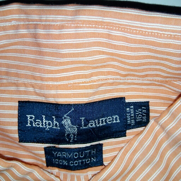 Ralph Lauren Yarmouth 16.5 36/37 Orange Shirt - Picture 6 of 8